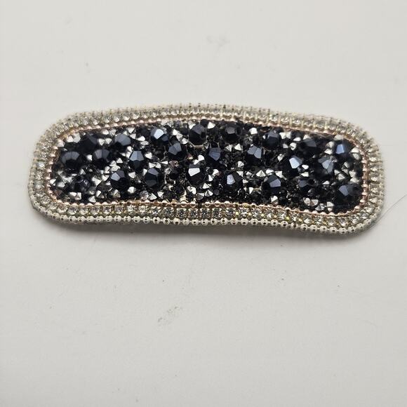 Vintage Gold-tone Barrette Set Woven Black Faceted Beads Hair Clips Glam Bridal main image 8